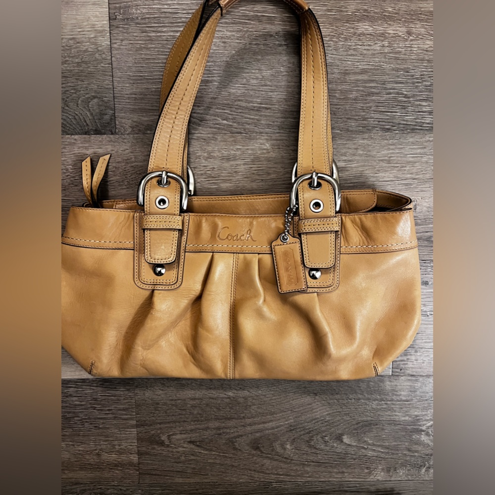 COACH Women's Large Quality Leather Beige Satchel Handbag VINTAGE